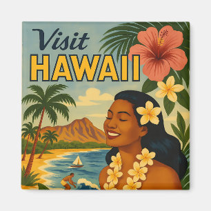 Mid Century Visit Hawaii Tourism Art Magnet