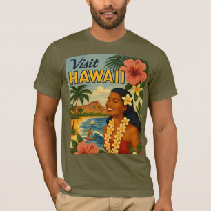 Mid Century Visit Hawaii Tourism Art T-Shirt