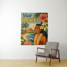 Mid Century Visit Hawaii Tourism Art