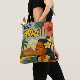 Mid Century Visit Hawaii Tourism Art Tote Bag