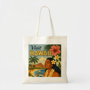 Mid Century Visit Hawaii Tourism Art Tote Bag