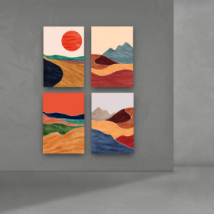 Mid-Century Wall Art-Abstract Landscapes