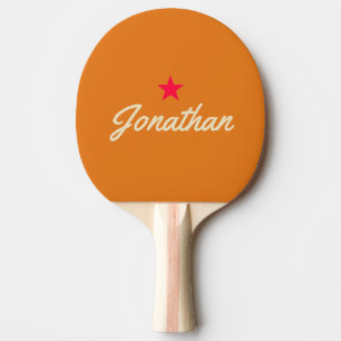 Mid-Century Warm Citrus Vintage Star Signature Ping Pong Paddle