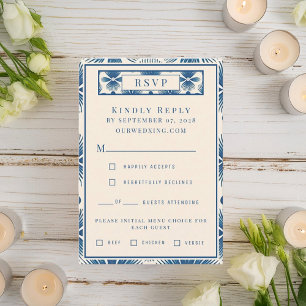 Mid-Century Wedding Flowers   Full Print RSVP Card