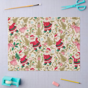 Mid-Century Whimsy: Vintage Santa & Angels Tissue Paper