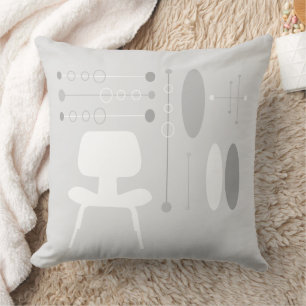 Mid-Century White Grey Pattern Chair Silhouette Cushion