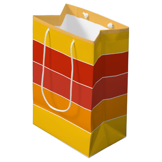Mid Century Yellow and Orange Stripes  Medium Gift Bag (Front Angled)