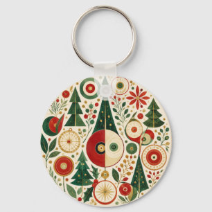 Mid-Century Yuletide Mosaic Key Ring