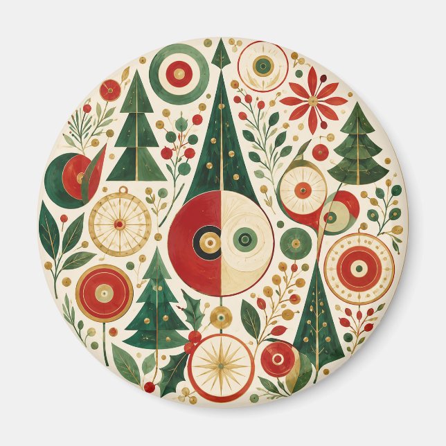 Mid-Century Yuletide Mosaic Magnet (Front)