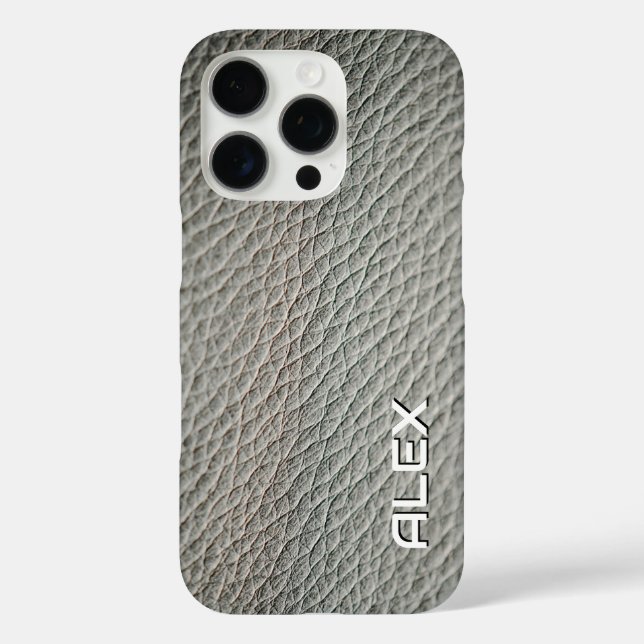 Mid Gray Leather Texture – Realistic Neutral Patte Case-Mate iPhone Case (Back)