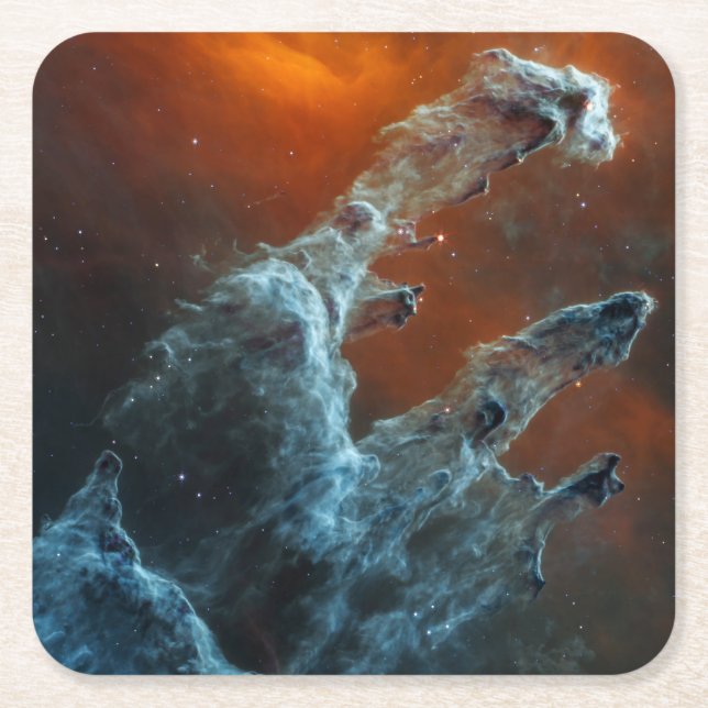Mid-Infrared The Pillars Of Creation. Square Paper Coaster (Front)