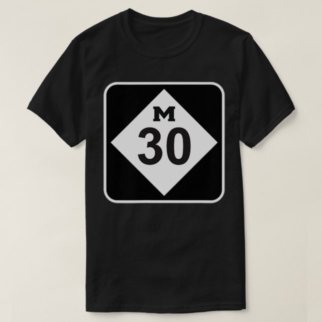 Mid Michigan Highway M30 Midland Wiom Lake Edenvil T-Shirt (Design Front)