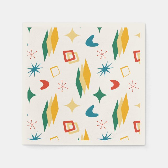 Mid Mod Atomic Mid-Century Modern Shapes Retro Napkin (Front)