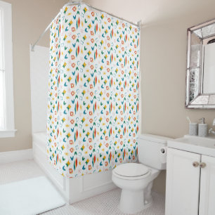 Mid Mod Atomic Mid-Century Modern Shapes Retro Shower Curtain