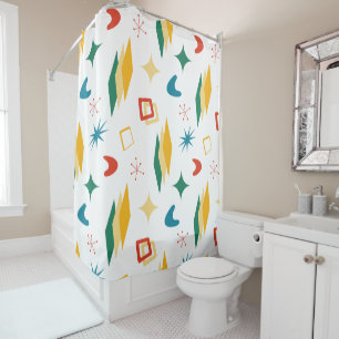Mid Mod Atomic Mid-Century Modern Shapes Retro Shower Curtain