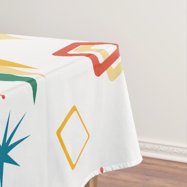 Mid Mod Atomic Mid-Century Modern Shapes Retro Tablecloth (In Situ)