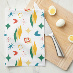 Mid Mod Atomic Mid-Century Modern Shapes Retro Tea Towel