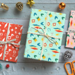 Mid Mod Atomic Mid-Century Modern Shapes Retro Wrapping Paper Sheet<br><div class="desc">Mid mod atomic pattern with retro colour palette gift wrapping paper.</div>