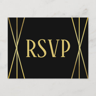 Mid Mod Black Design- RSVP/Dinner Choices Postcard