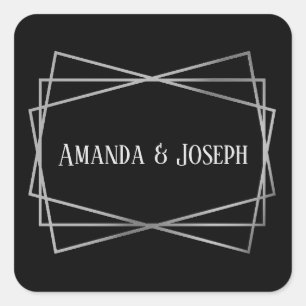 Mid Mod Black & Grey Design - Square Sticker