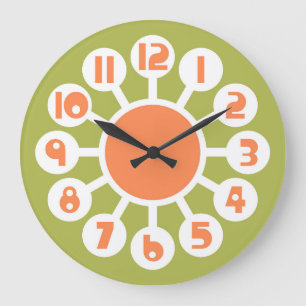 Mid Mod Blue and Orange Large Clock