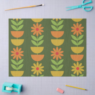 Mid Mod Flowers with geometric half circles  Tissue Paper