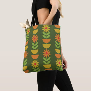 Mid Mod Flowers with geometric half circles  Tote Bag