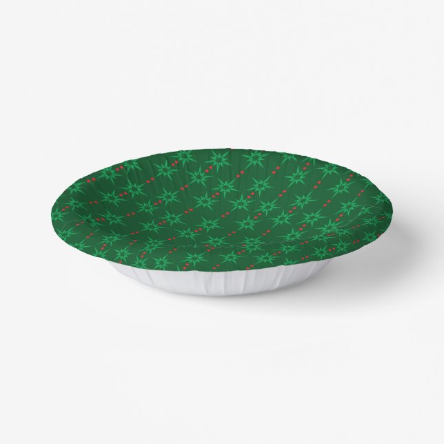 Mid Mod Garland Green Paper Bowl Plate (Angled)