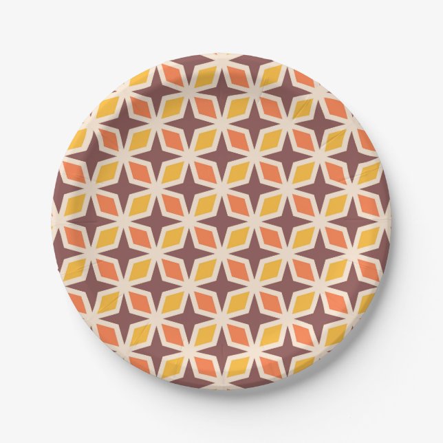 Mid Mod Geometric Star Pattern Paper Plate (Front)