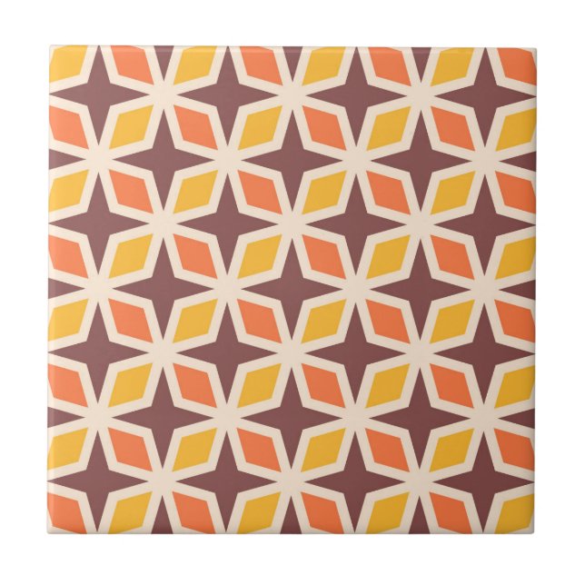 Mid Mod Geometric Star Pattern Tile (Front)