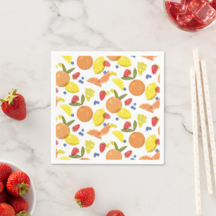 Mid Mod Grungy Risograph Farmers Market Fruit Napkin
