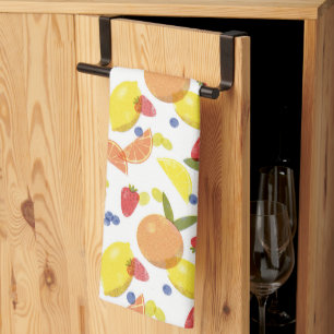 Mid Mod Grungy Risograph Farmers Market Fruit Tea Towel