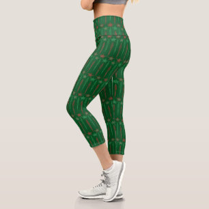 Mid Mod Icicles Green High Waisted Capri Leggings