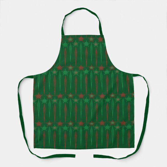 Mid Mod Icicles Green Medium Apron (Front)
