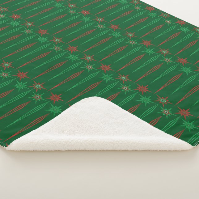 Mid Mod Icicles Green Sherpa Blanket (3 Sizes) (3/4)