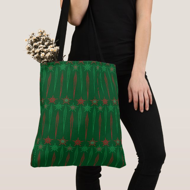 Mid Mod Icicles Green Shoulder Tote (2 Sizes) Bag (Close Up)