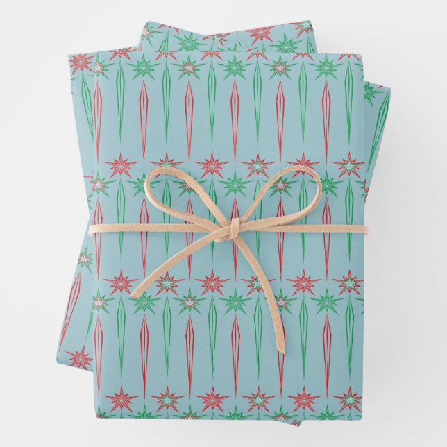 Mid Mod Icicles Wrapping Paper (In situ)