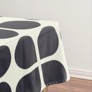 Mid Mod Shapes Geometric Shapes in Black and White Tablecloth