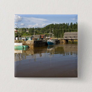 Mid tide at the Bay of Fundy at St. Martins, New 15 Cm Square Badge
