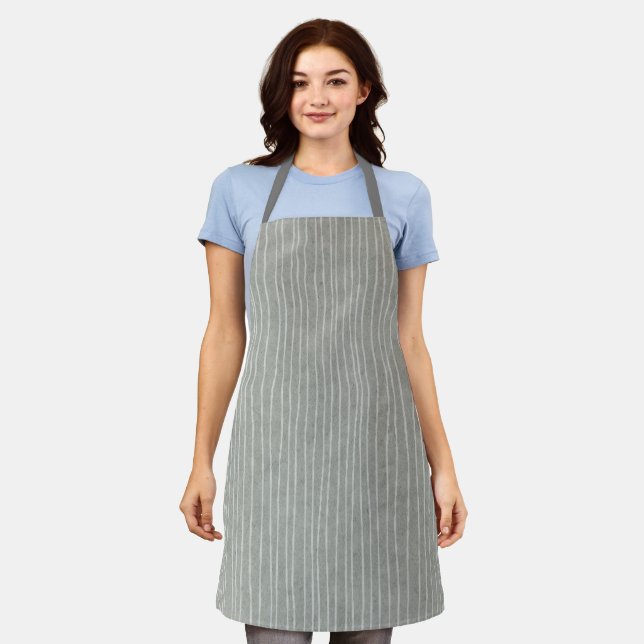 Mid-tone Grey Stripes Apron (Worn)