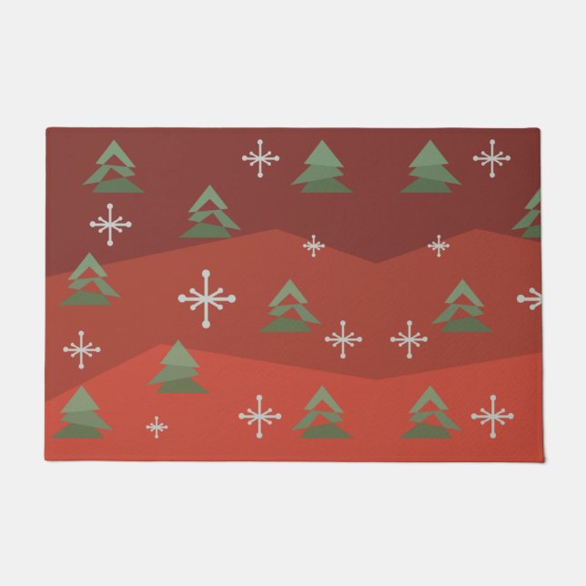 MidCentury Abstract Christmas Trees Doormat (Front)