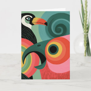 Midcentury Abstract Toucan Bird Geometric Art Card