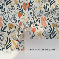 Midcentury Boho Floral Coral Mustard Teal