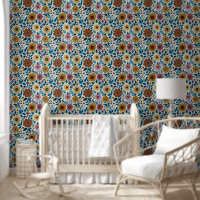 Midcentury Boho Floral Wildflowers Flowers Nursery