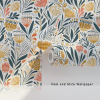 Midcentury Boho Florals in Coral Mustard Teal
