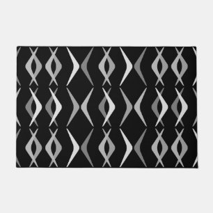 Midcentury Boomerangs Black Grey Doormat