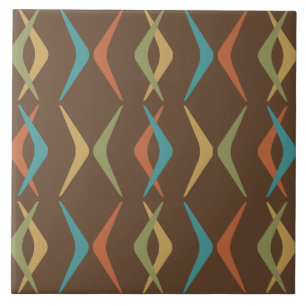 Midcentury Boomerangs Multicolored Dark Tile
