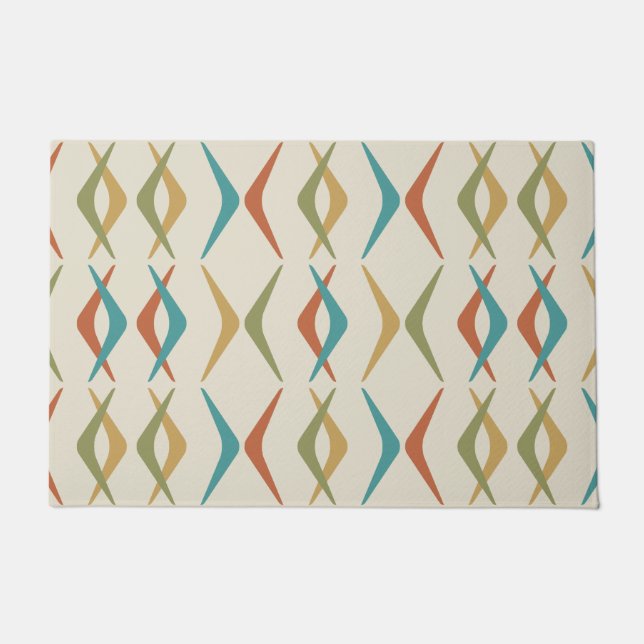 Midcentury Boomerangs Multicolored Light Doormat (Front)