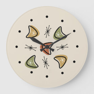 Midcentury Boomerangs Starbursts  Large Clock