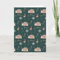 Midcentury Christmas Pink House Palm Tree Pattern
